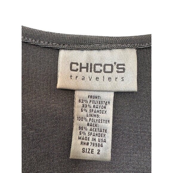Chicos Travelers Sequin Tunic Tank Sleeveless Womens Size 2 Gray Polyester Rayon - Picture 2 of 5